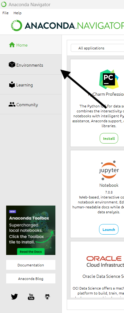 Create Button Anaconda Navigator